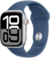 Apple Watch Series 10 GPS 42mm Silver Aluminum, Denim Sport Band, S/M