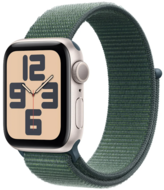 Apple Watch SE 2024 40mm Starlight Aluminium Case, Lake Green Sport Loop